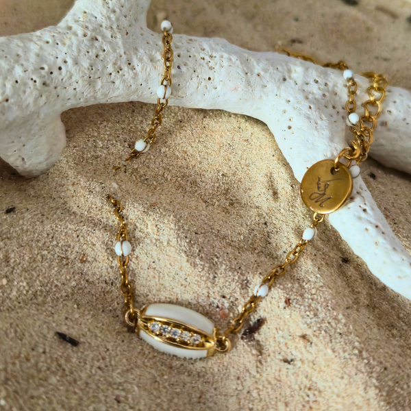 Bracelet Caury — Cauri Serti & Micro-Perles Dorées