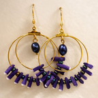 Boucles d'oreilles Miss Purple — Créoles Oursin Violet & Perle