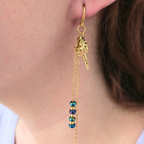 Boucles d'oreilles Asymétriques Emma — Nacre Abalone & Chaînes Irisées