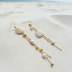 Boucles d'oreilles Shelly — Coque Naturelle & Chainettes Dorées