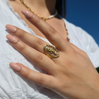Bague Séval de Mer — Hippocampe & Résine Dorée
