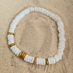 Bracelet Lina — Coquillage Blanc & Rondelles Dorées