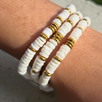 Bracelet Lina — Coquillage Blanc & Rondelles Dorées