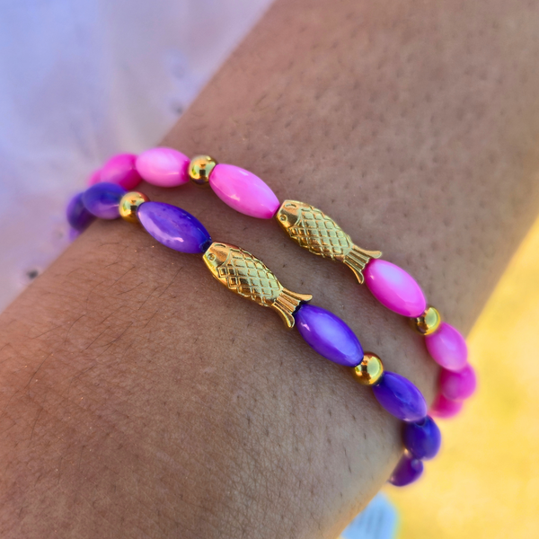 Bracelet Guppy — Perles de Maurice & Charm Poisson