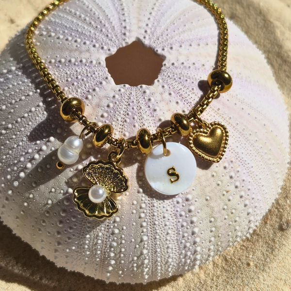 Bracelet Charmy Personnalisable — Initiale & Charm Océan