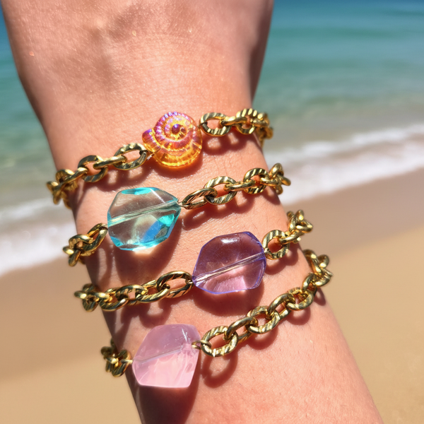 Bracelet Sweety — Perle Bonbon & Chaîne Dorée