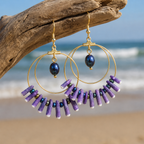 Boucles d'oreilles Miss Purple — Créoles Oursin Violet & Perle