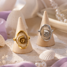 Bague Ursula — Résine Sable Île Maurice & Ammonite