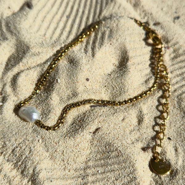 Bracelet Pearl — Perle d'Eau Douce & Chaîne Dorée