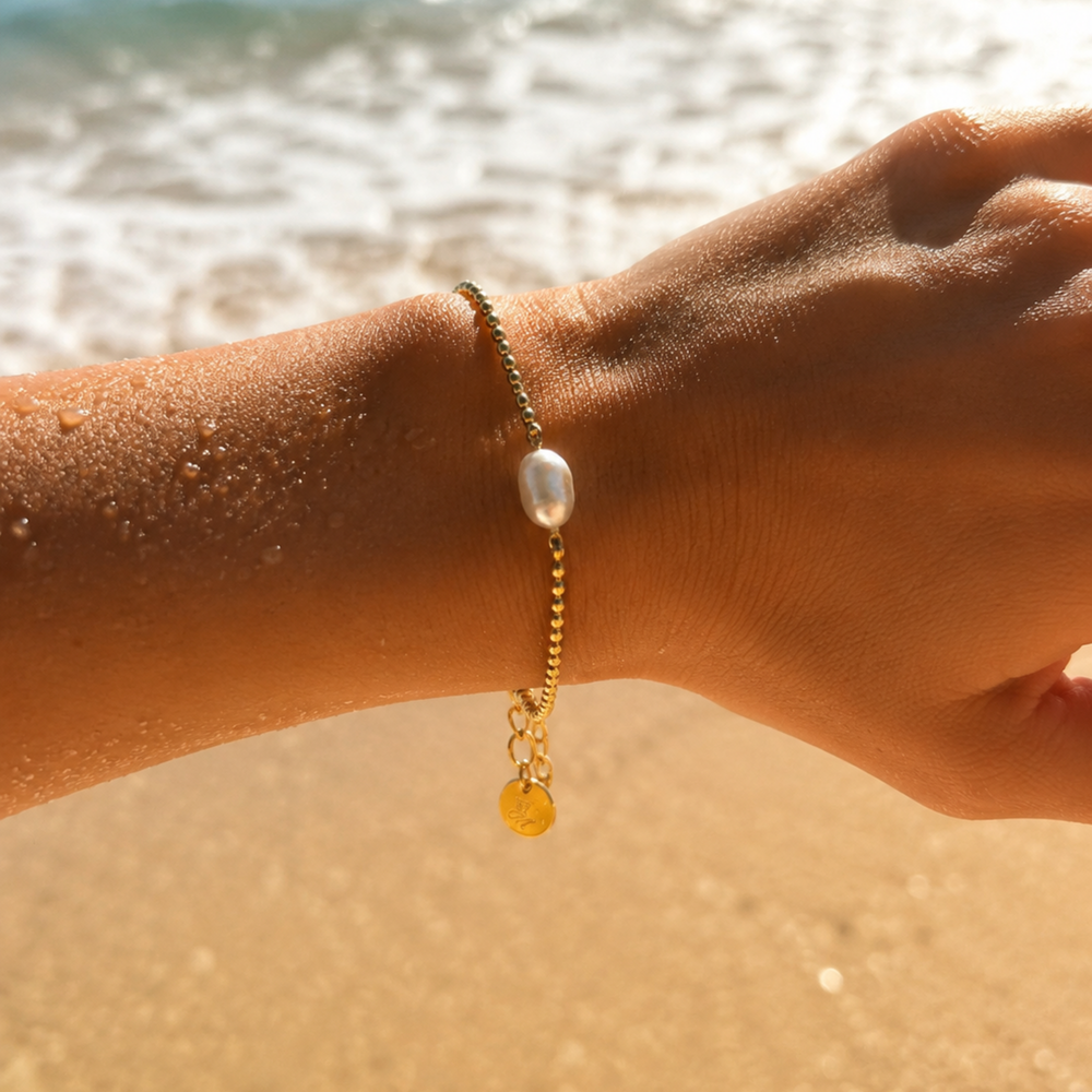 Bracelet Pearl — Perle d'Eau Douce & Chaîne Dorée