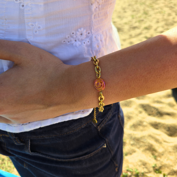 Bracelet Sweety — Perle Bonbon & Chaîne Dorée